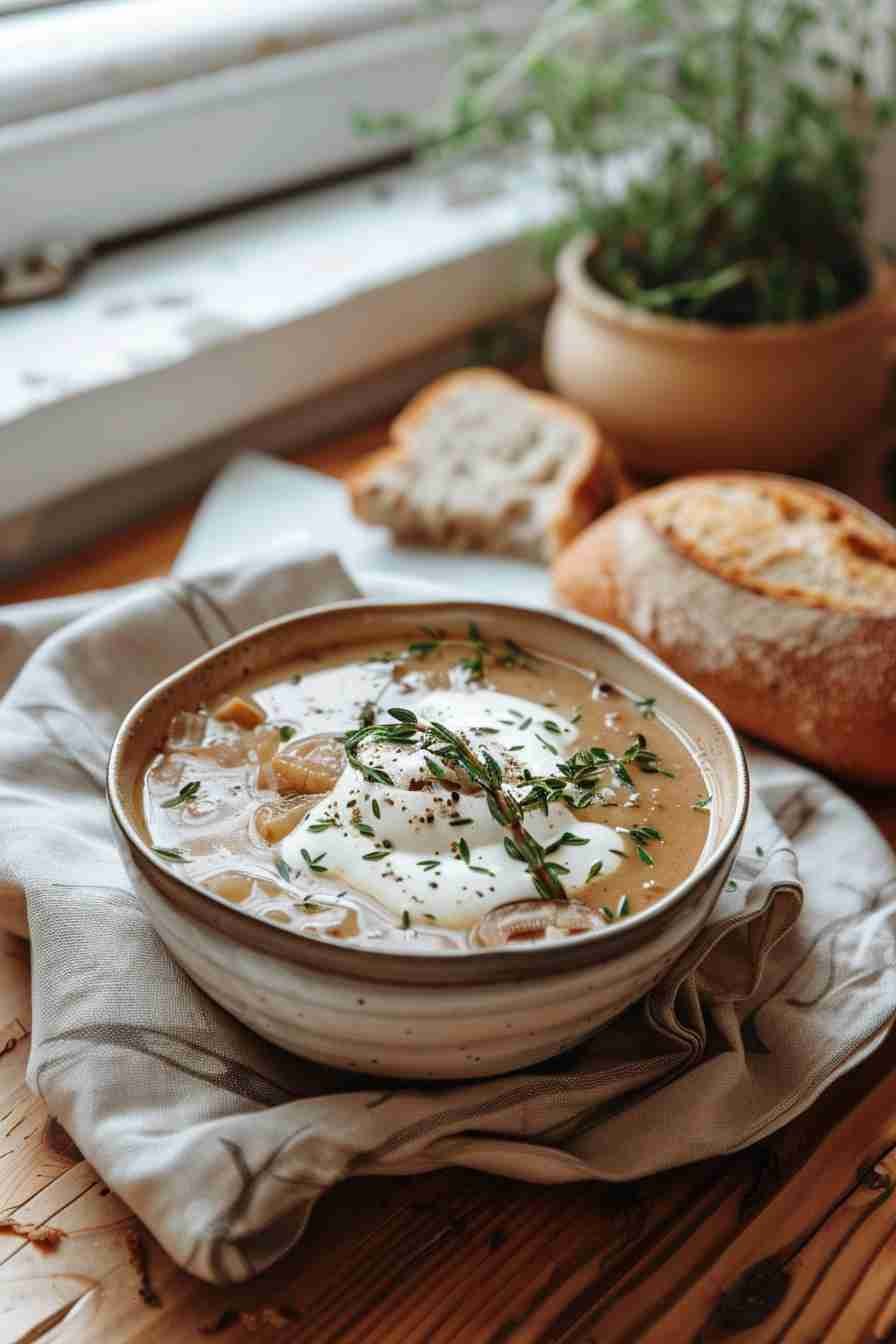 Cap Mushroom Soup with Cream and Thyme