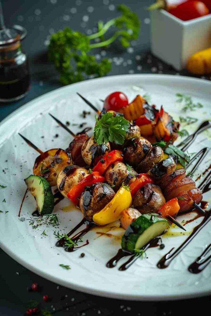 Cap Mushroom and Bacon Skewers