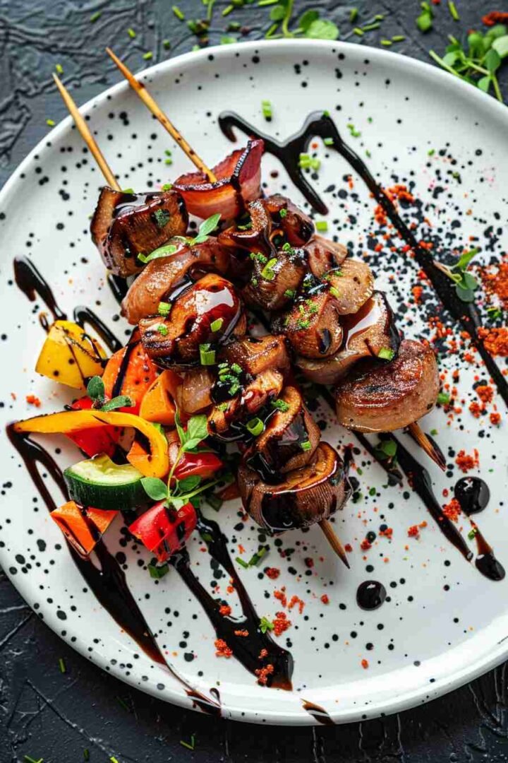 Cap Mushroom and Bacon Skewers