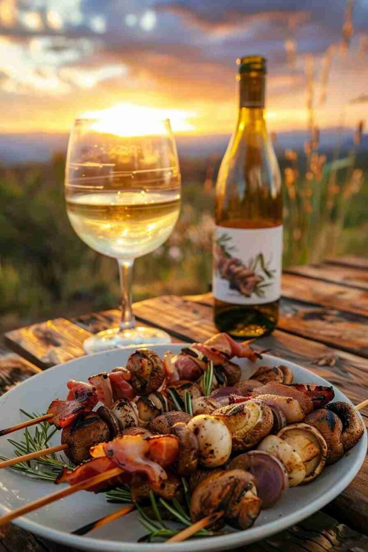 Cap Mushroom and Bacon Skewers