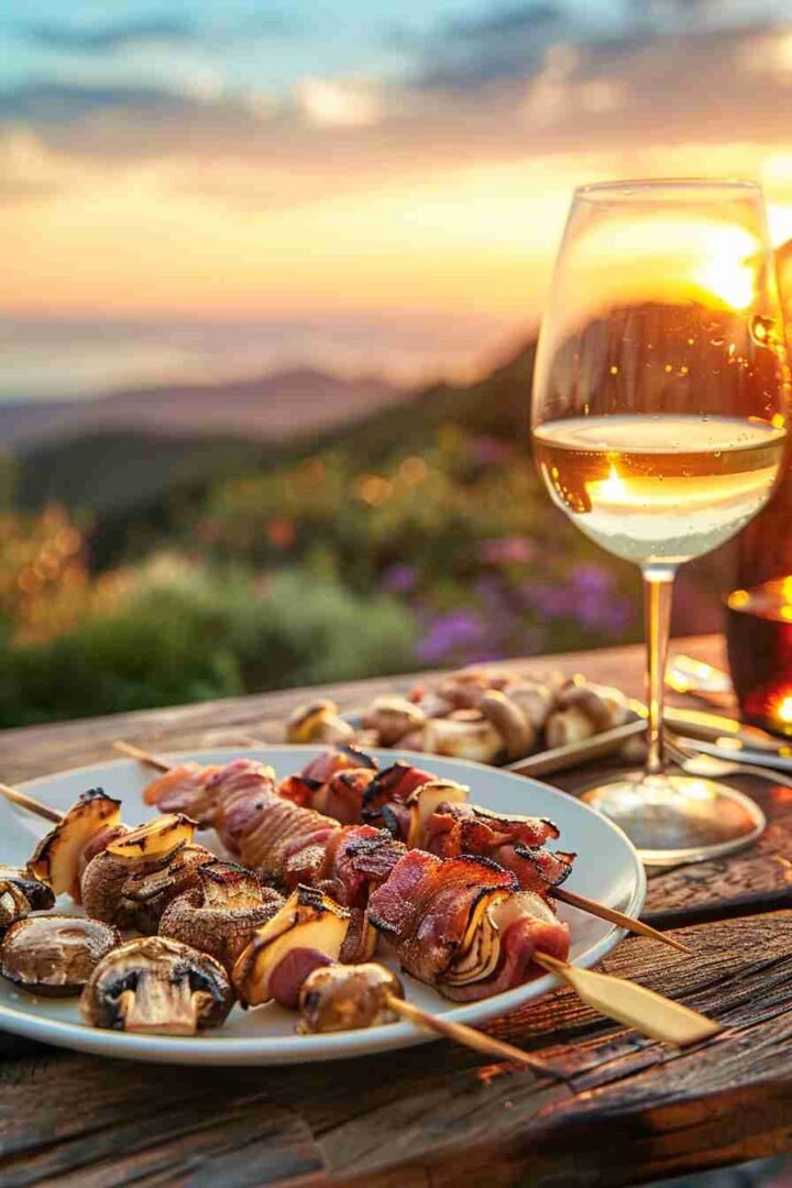 Cap Mushroom and Bacon Skewers