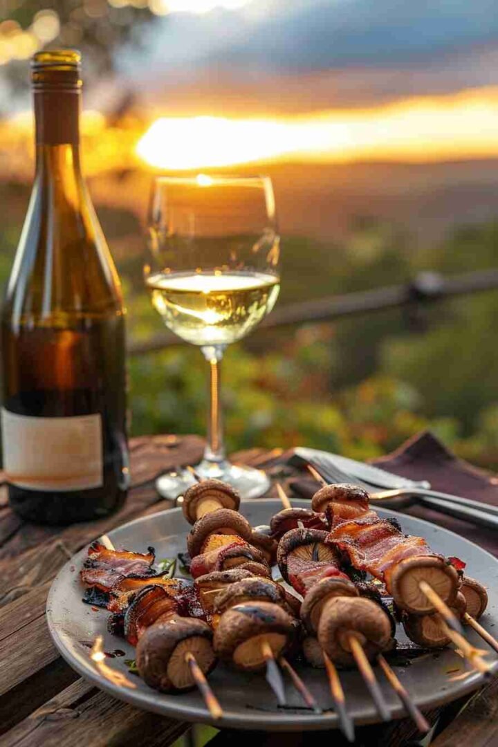 Cap Mushroom and Bacon Skewers