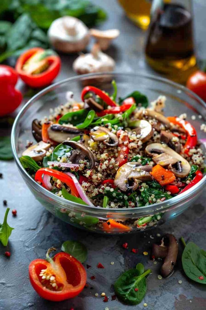 Cap Mushroom and Quinoa Salad