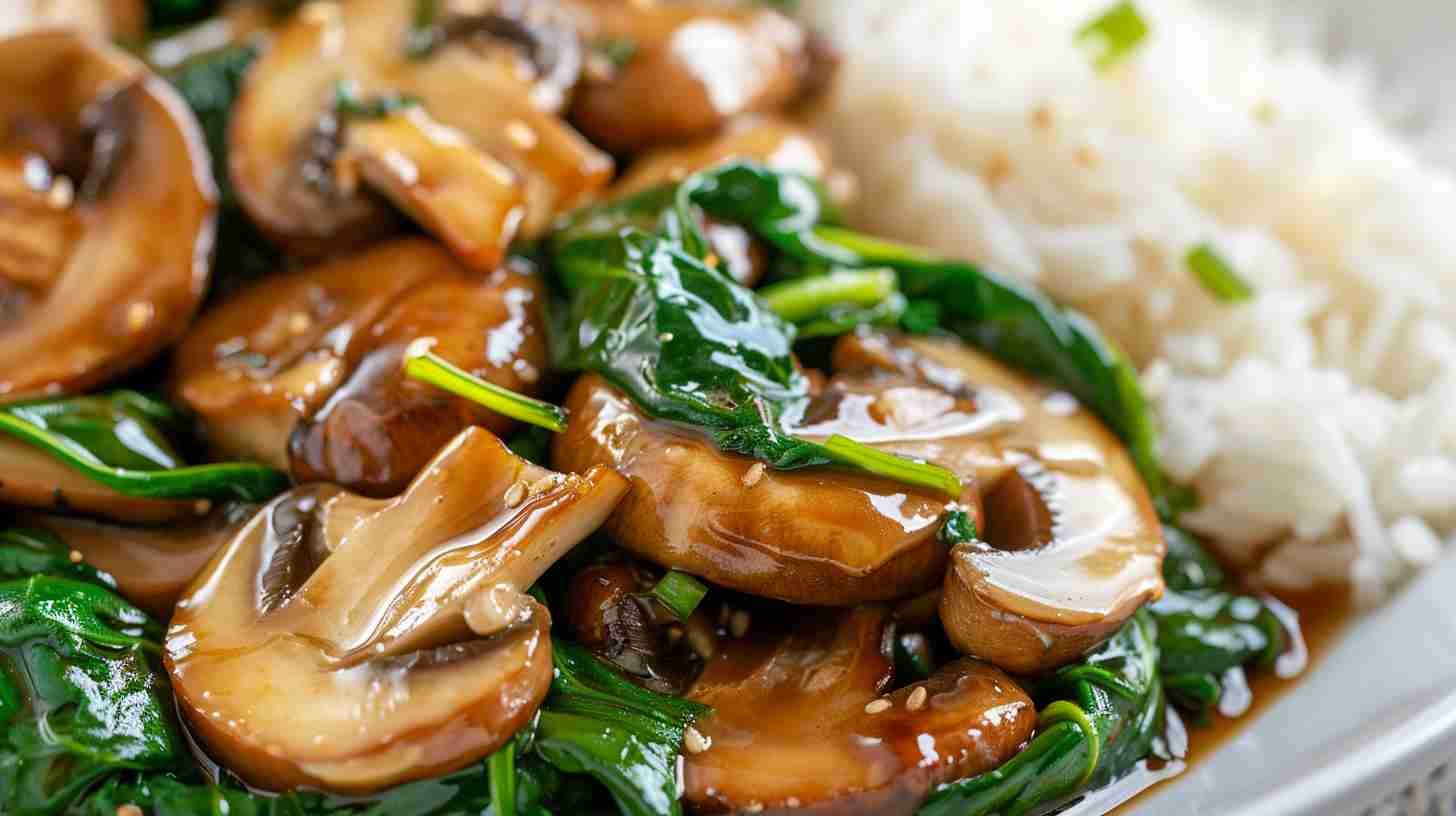Cap Mushroom and Spinach Stir-fry