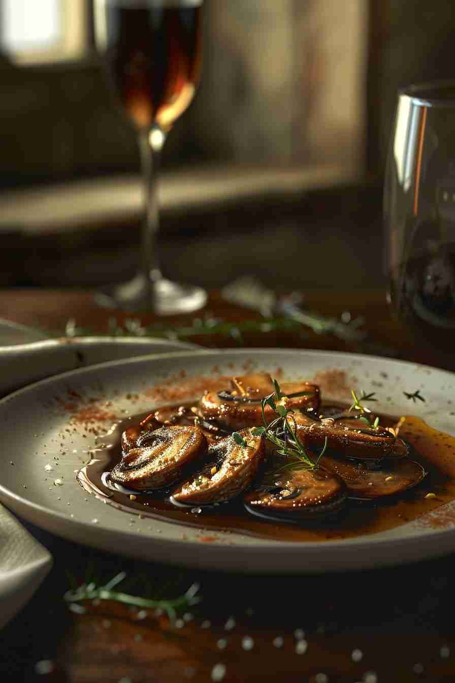 Cap Mushrooms Sautéed with Wine and Shallots