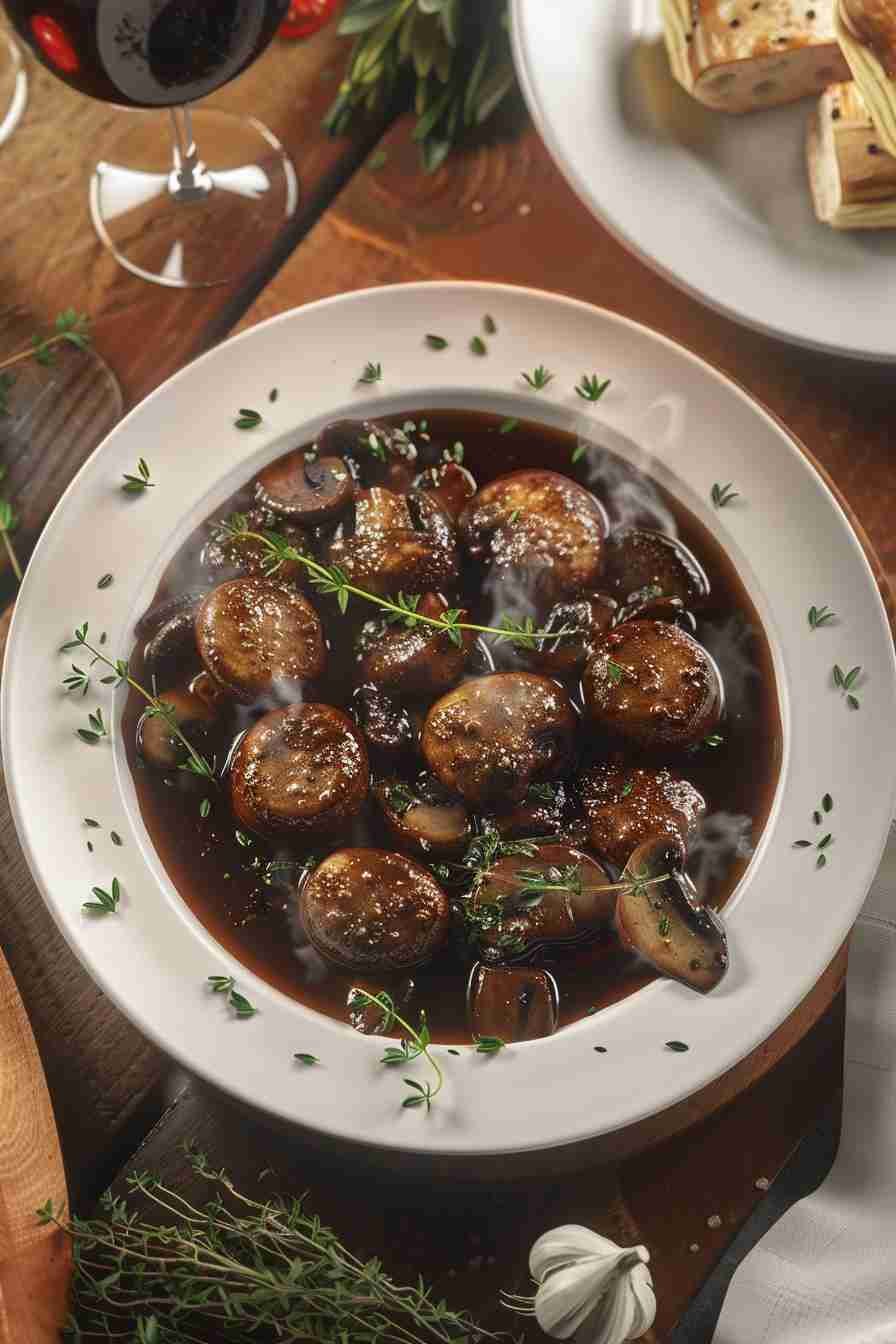 Cap Mushrooms Sautéed with Wine and Shallots