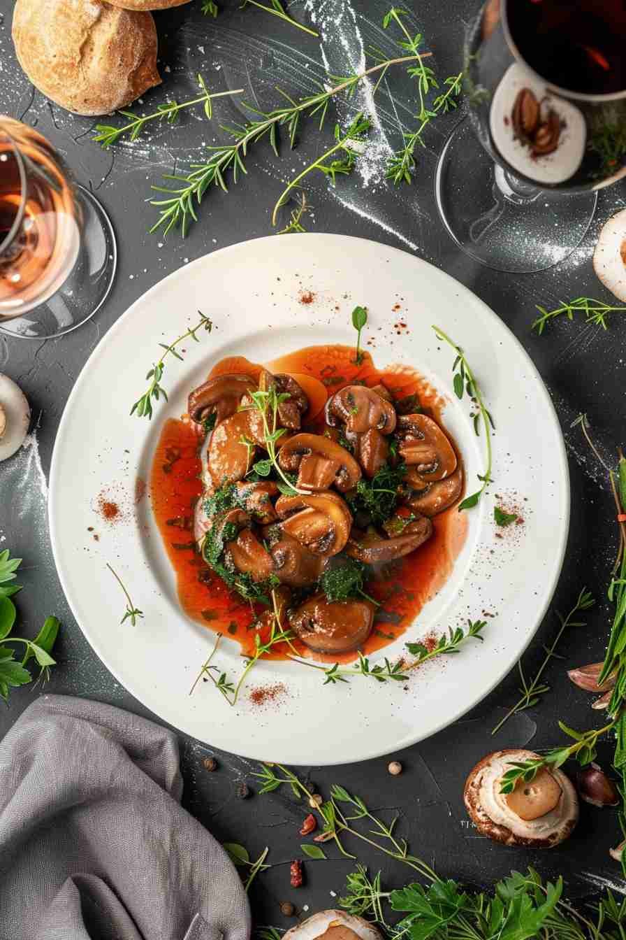 Cap Mushrooms Sautéed with Wine and Shallots