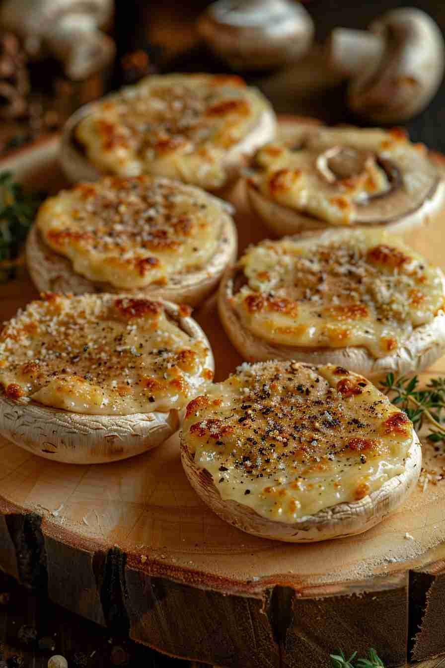 Cap Mushrooms with Garlic Parmesan Crust