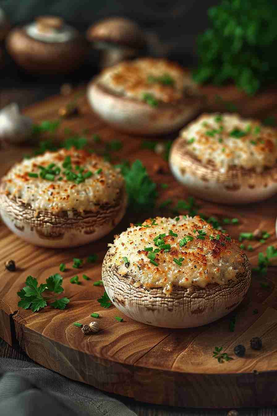 Cap Mushrooms with Garlic Parmesan Crust
