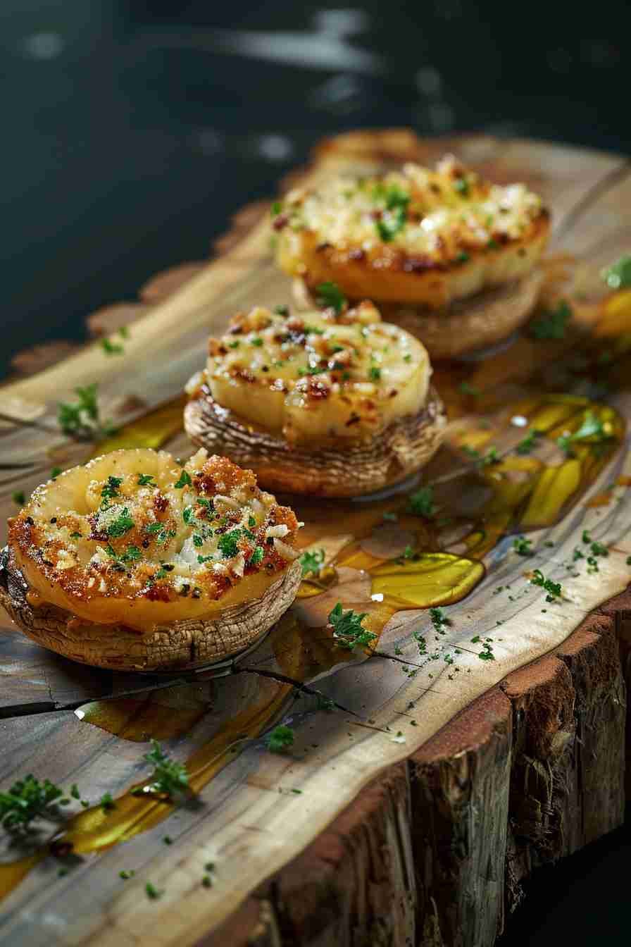 Cap Mushrooms with Garlic Parmesan Crust