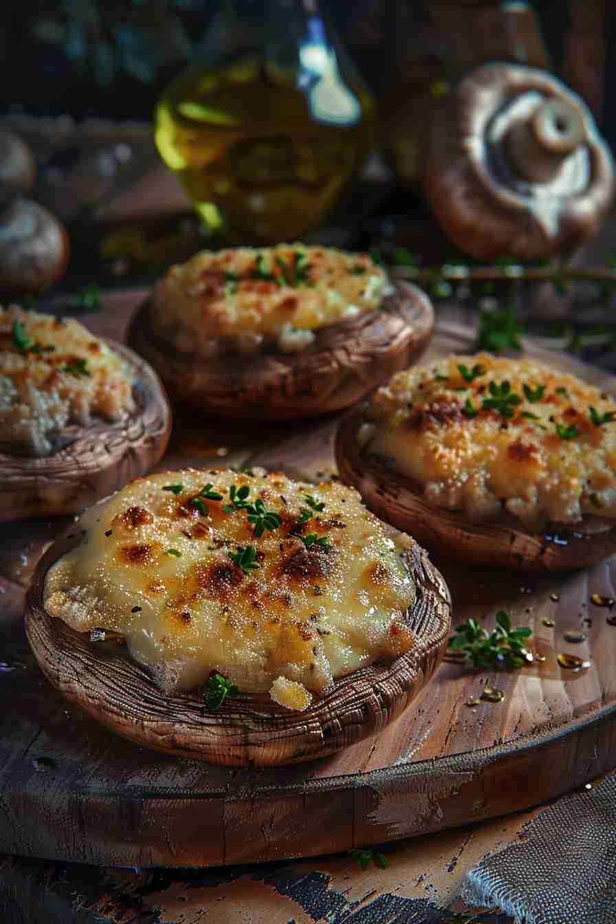 Cap Mushrooms with Garlic Parmesan Crust