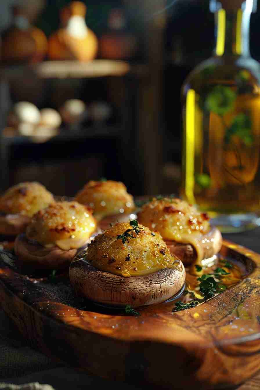 Cap Mushrooms with Garlic Parmesan Crust