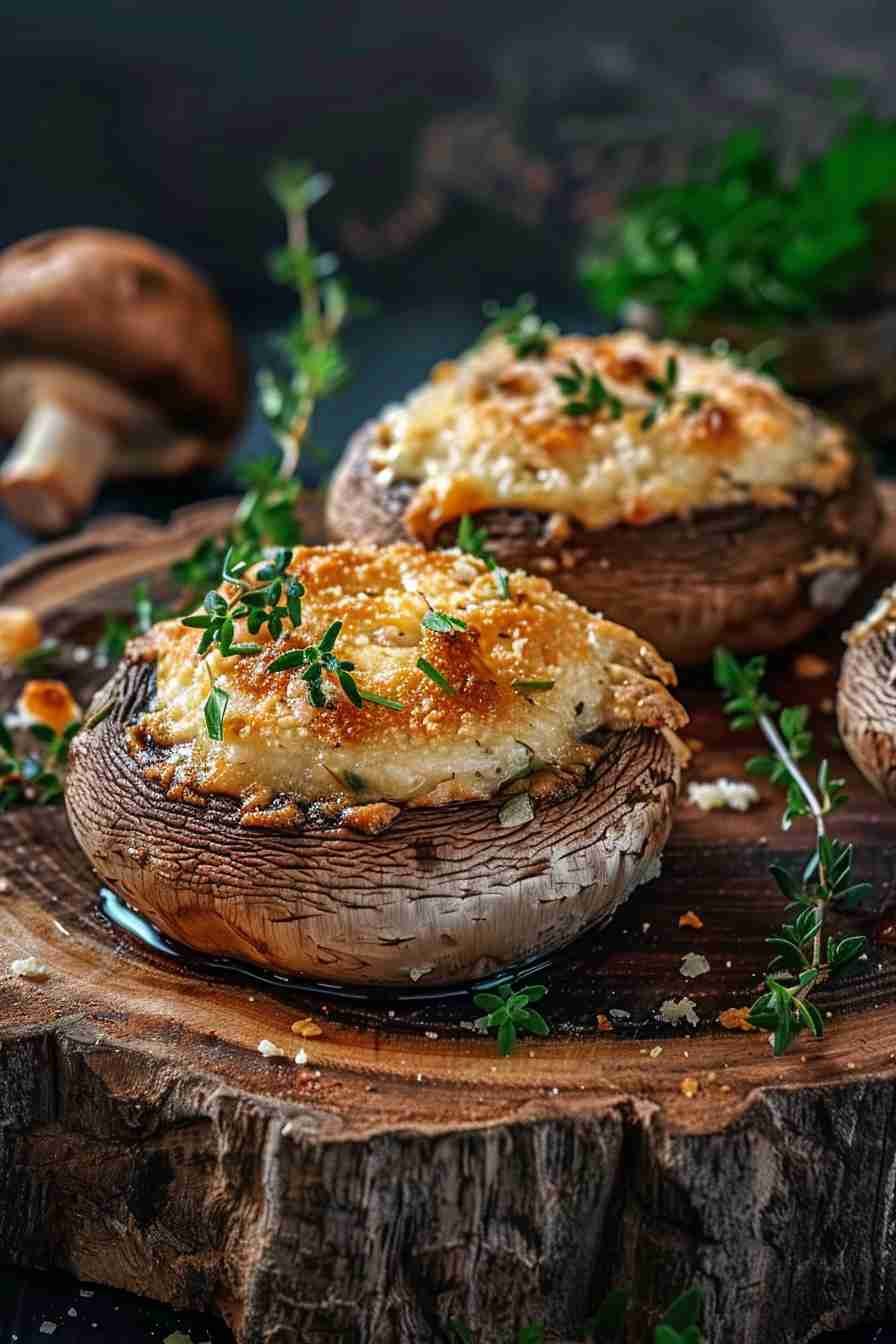 Cap Mushrooms with Garlic Parmesan Crust