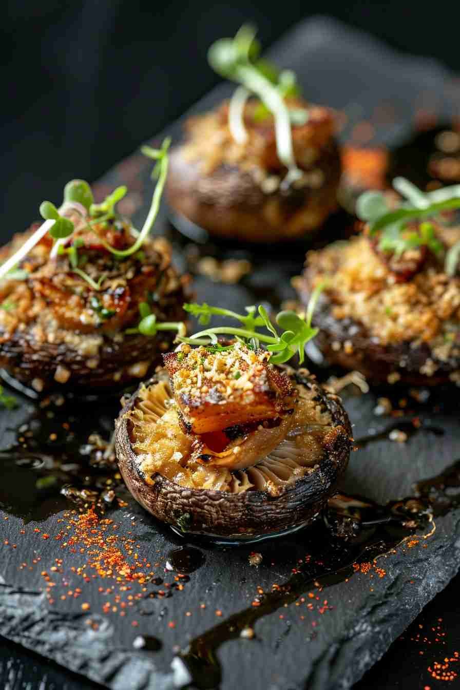Cap Mushrooms with Garlic Parmesan Crust