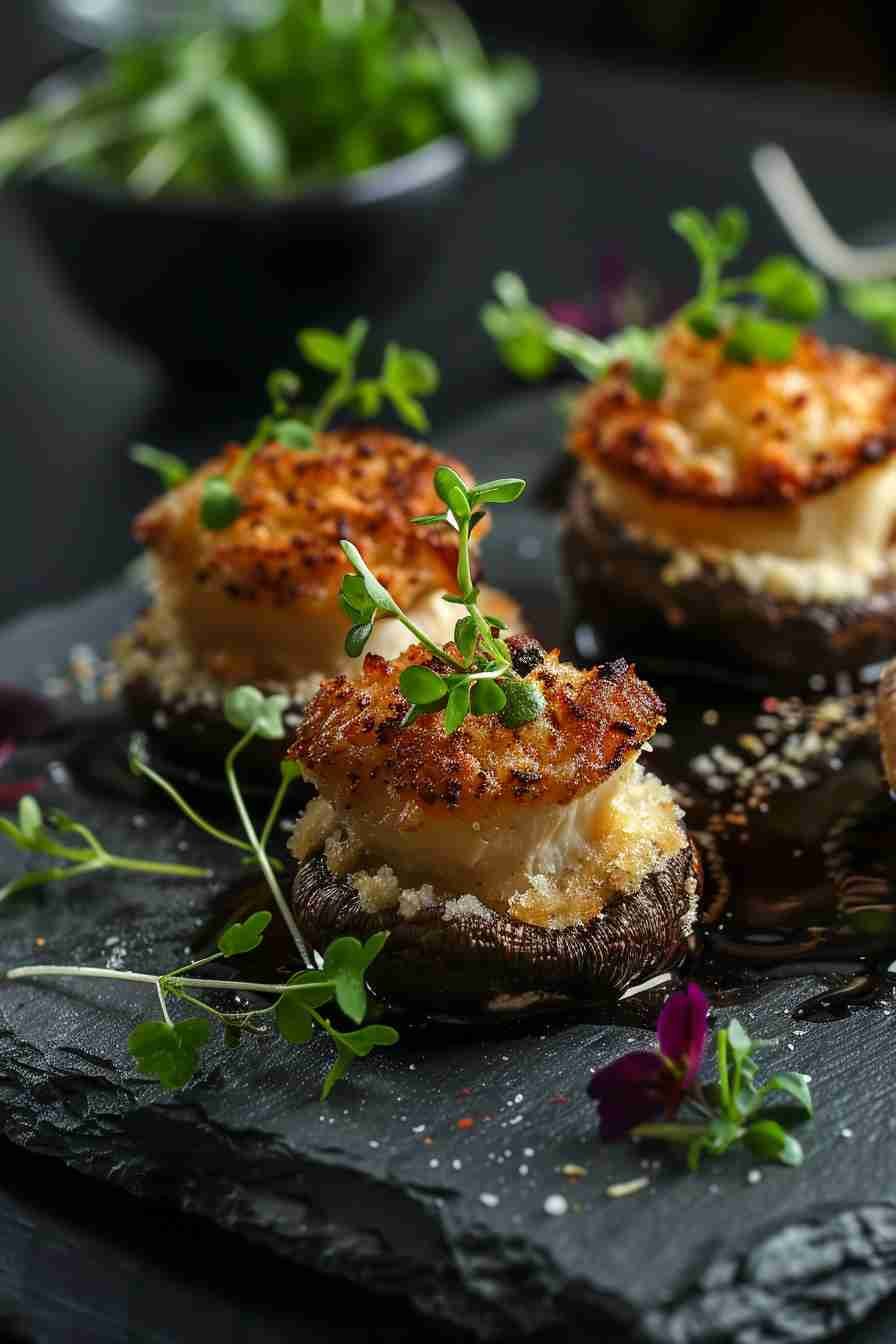 Cap Mushrooms with Garlic Parmesan Crust