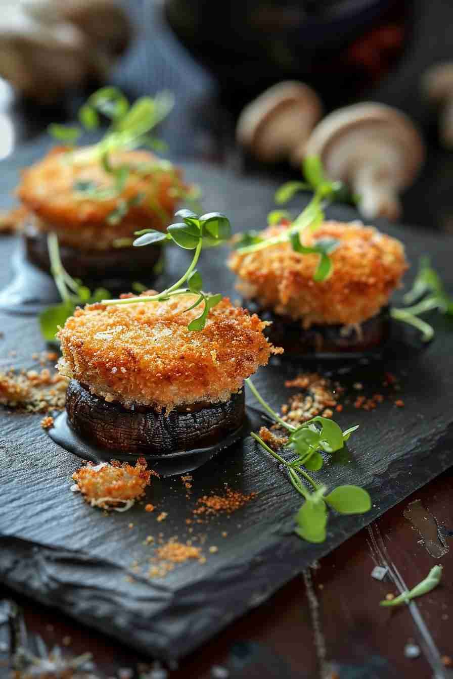 Cap Mushrooms with Garlic Parmesan Crust