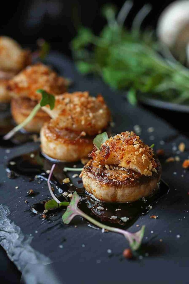 Cap Mushrooms with Garlic Parmesan Crust