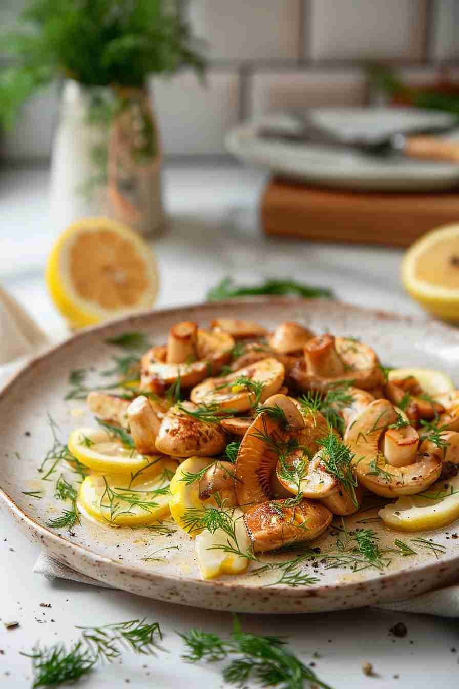 Cap Mushrooms with Lemon and Dill Butter