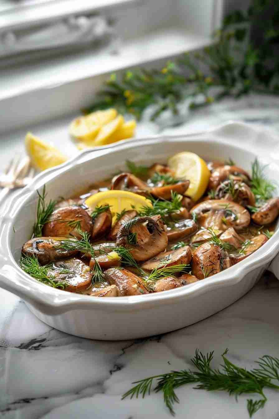 Cap Mushrooms with Lemon and Dill Butter