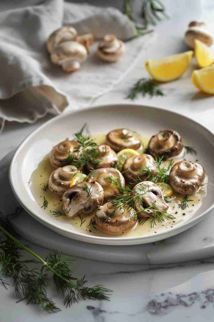 Cap Mushrooms with Lemon and Dill Butter