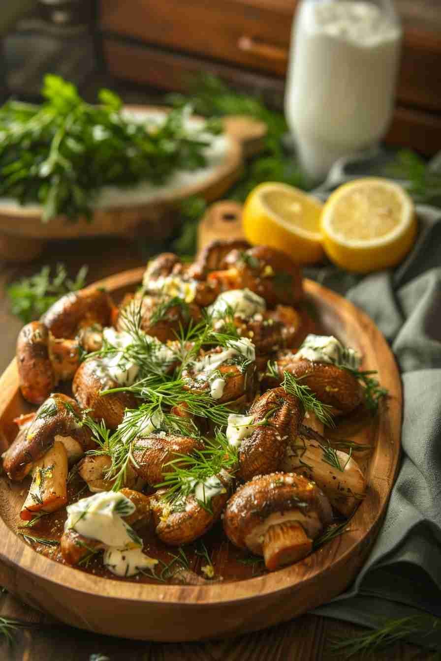 Cap Mushrooms with Lemon and Dill Butter
