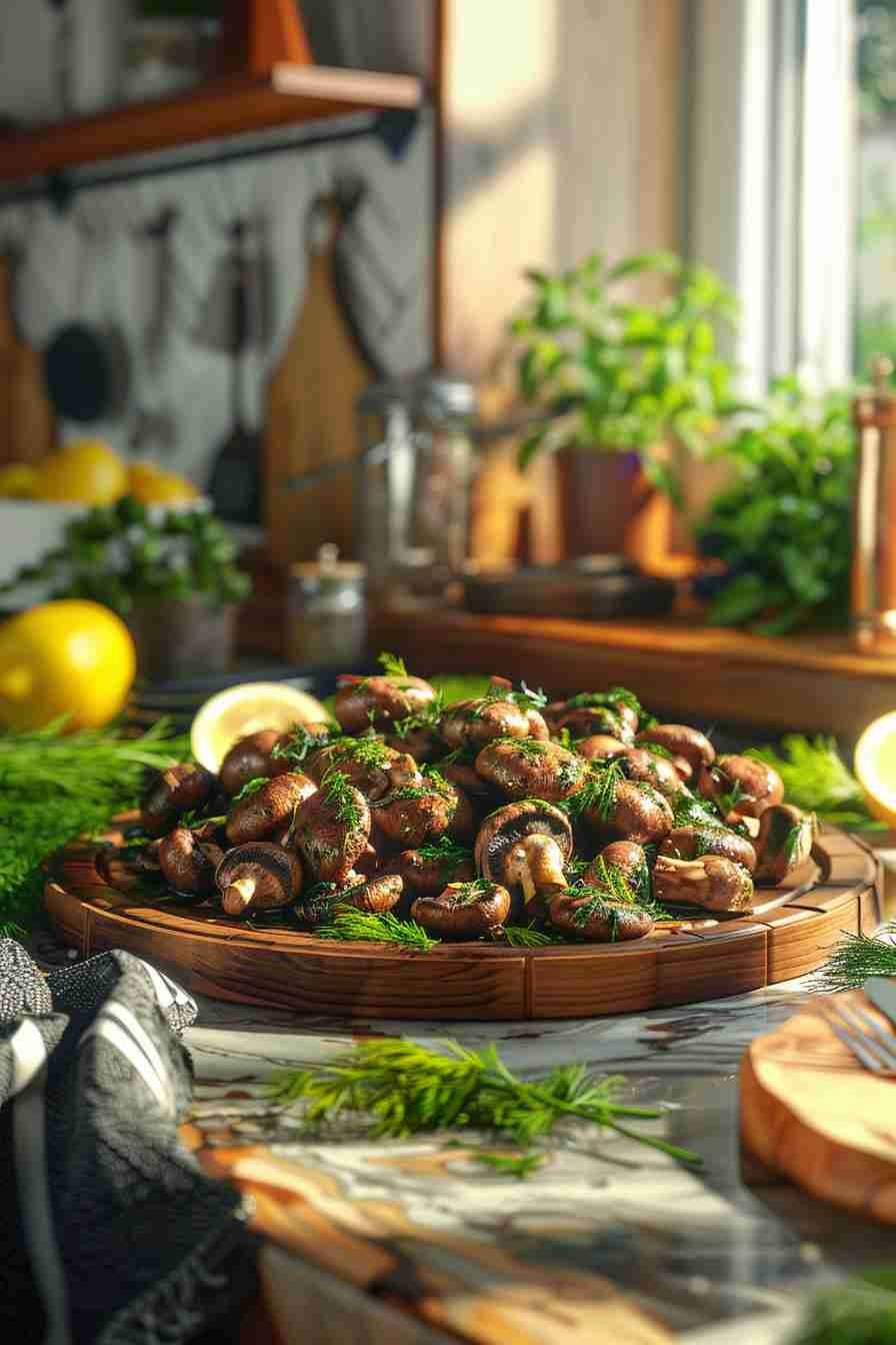 Cap Mushrooms with Lemon and Dill Butter