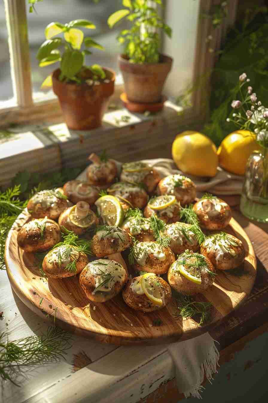 Cap Mushrooms with Lemon and Dill Butter