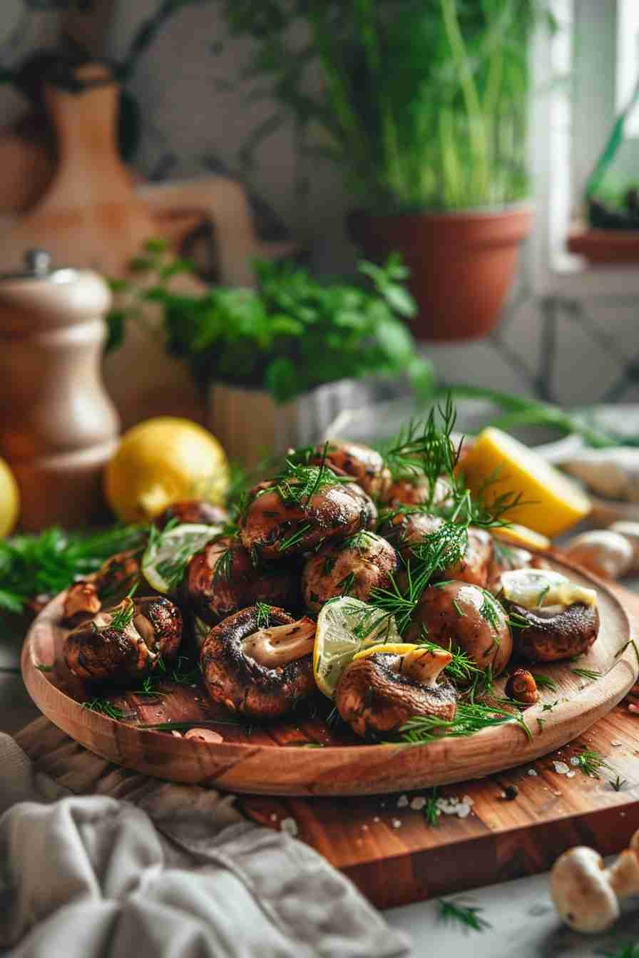 Cap Mushrooms with Lemon and Dill Butter