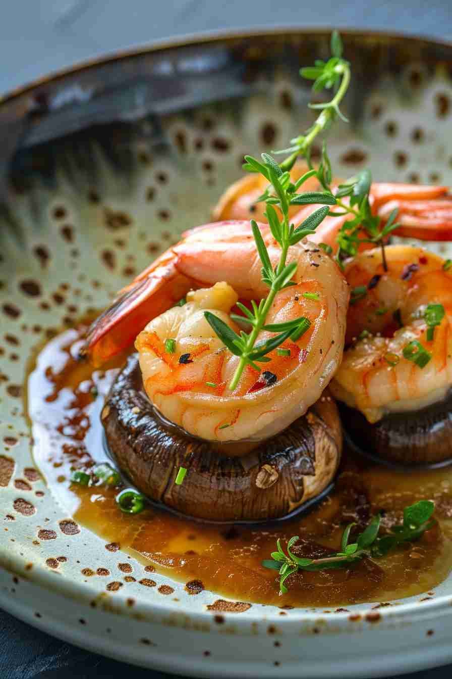 Cap Mushrooms with Shrimp and Garlic Sauce