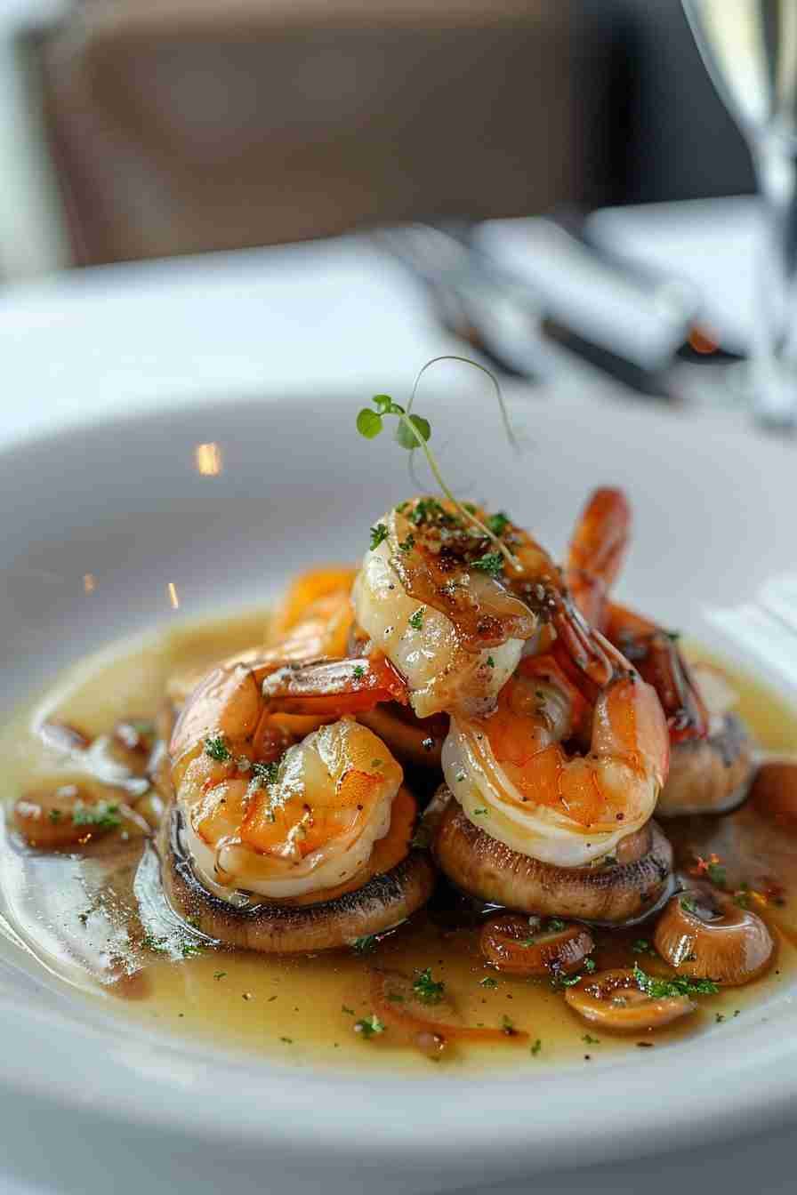 Cap Mushrooms with Shrimp and Garlic Sauce