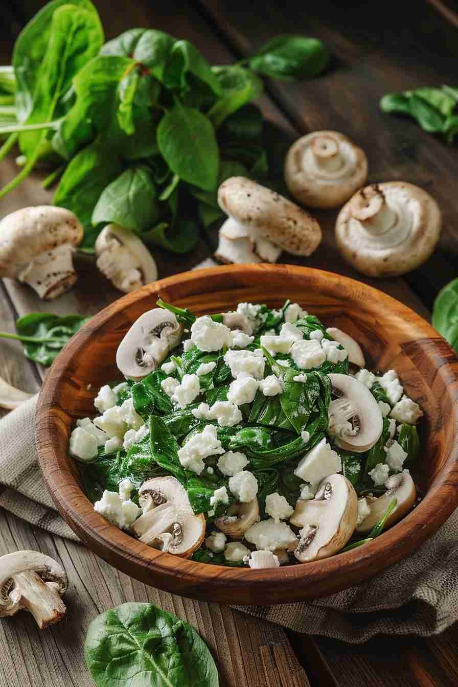 Cap Mushrooms with Spinach & Feta Filling
