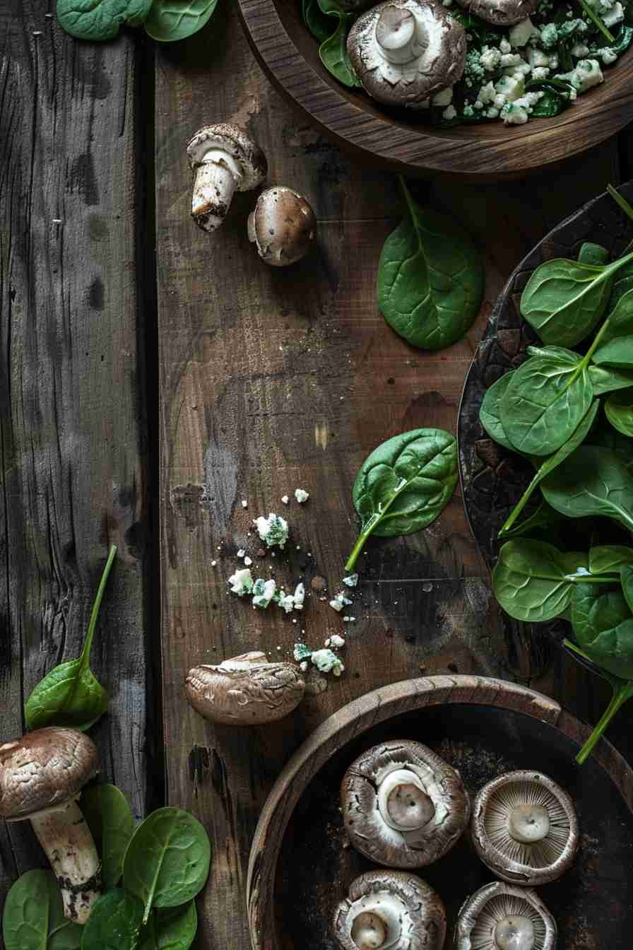 Cap Mushrooms with Spinach & Feta Filling