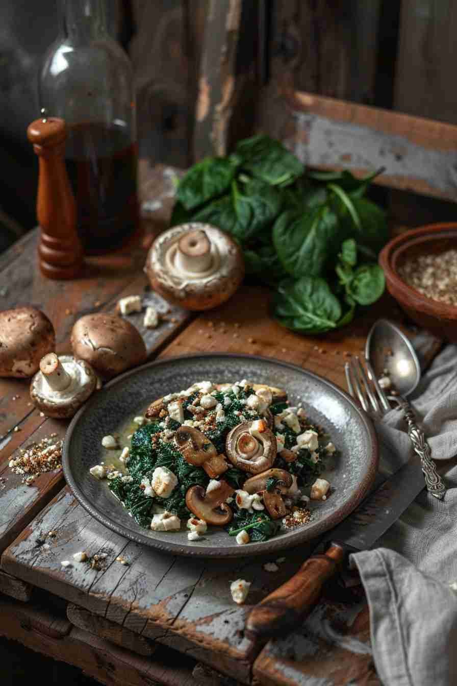 Cap Mushrooms with Spinach & Feta Filling