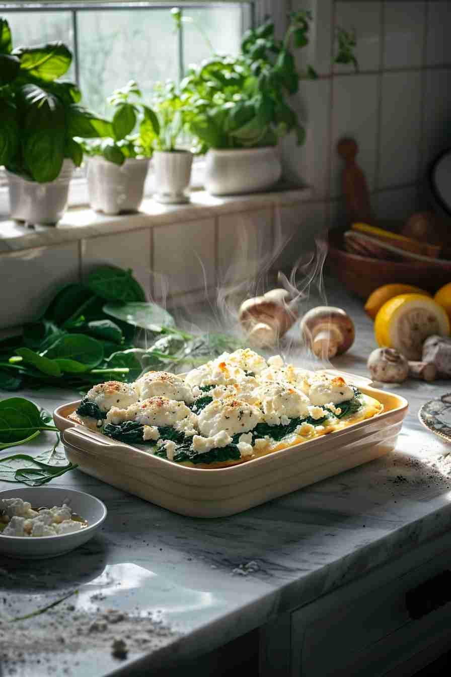 Cap Mushrooms with Spinach & Feta Filling