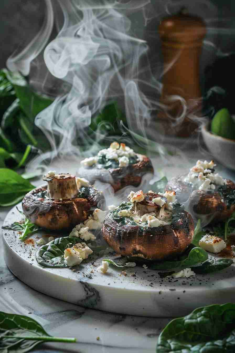 Cap Mushrooms with Spinach & Feta Filling