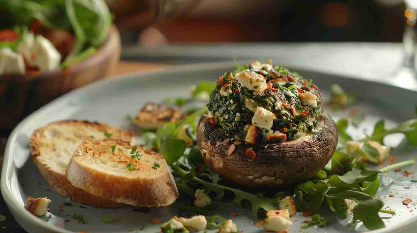 Cap Mushrooms with Spinach & Feta Filling