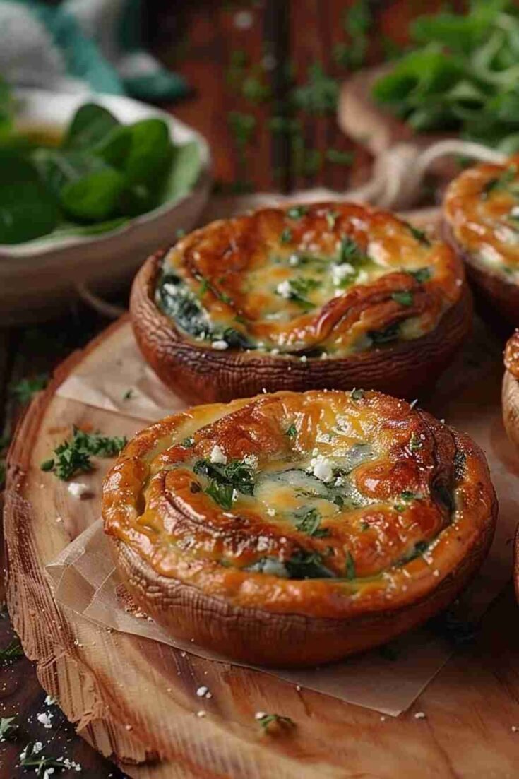 Cap Mushrooms with Spinach & Feta Filling