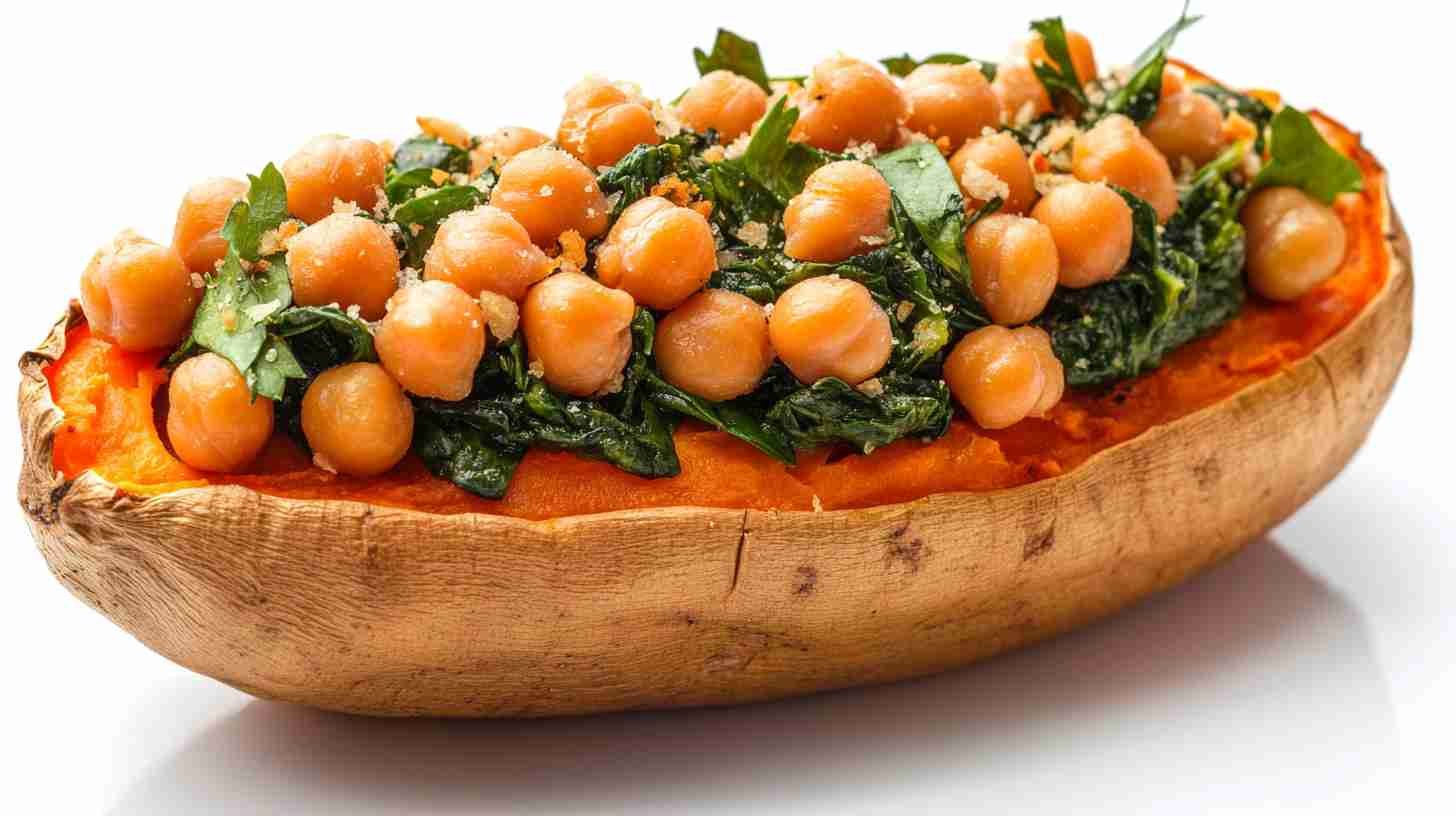 Chickpea and Spinach Stuffed Sweet Potatoes