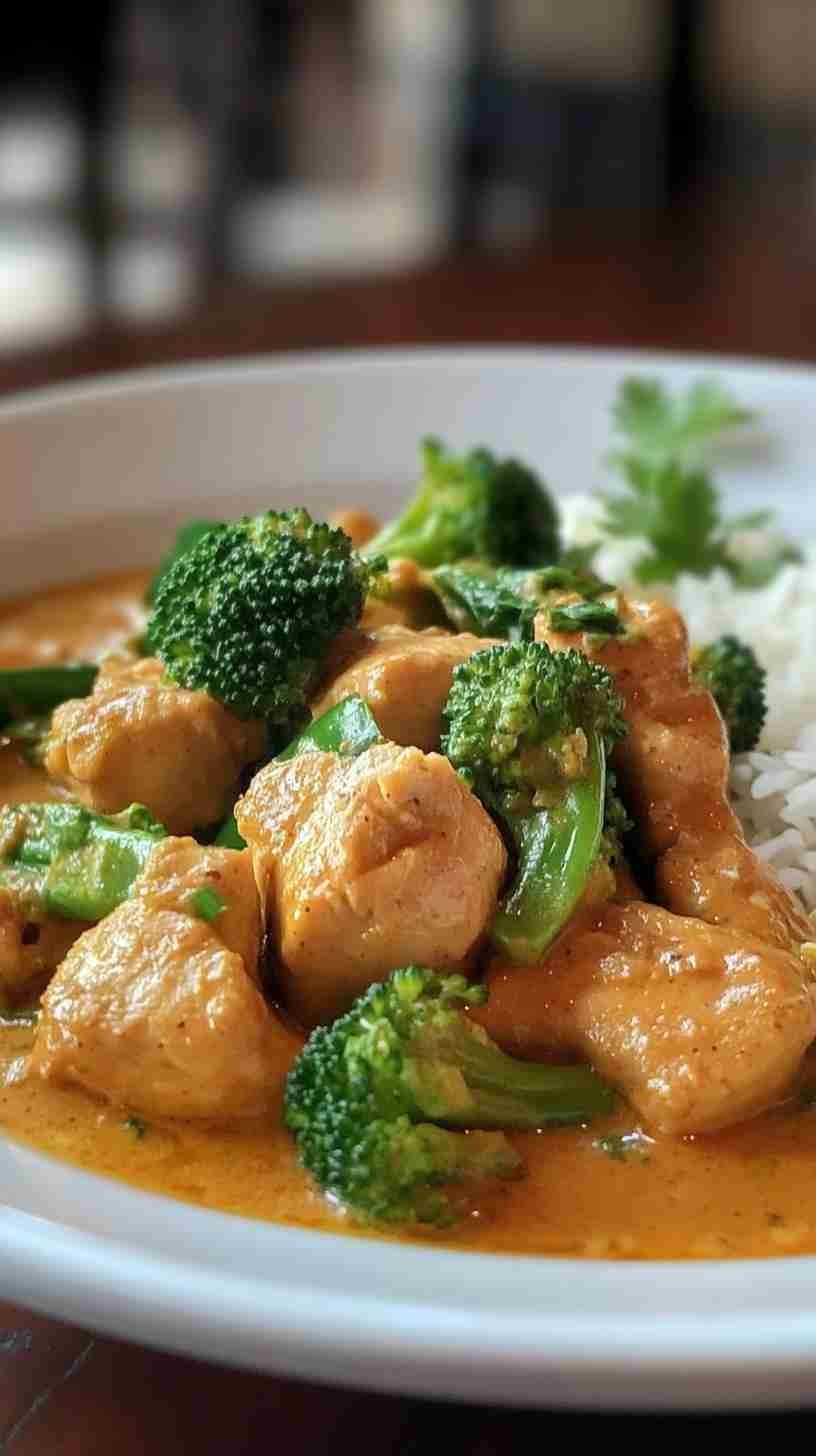 Coconut-Curry Chicken with Steamed Broccoli