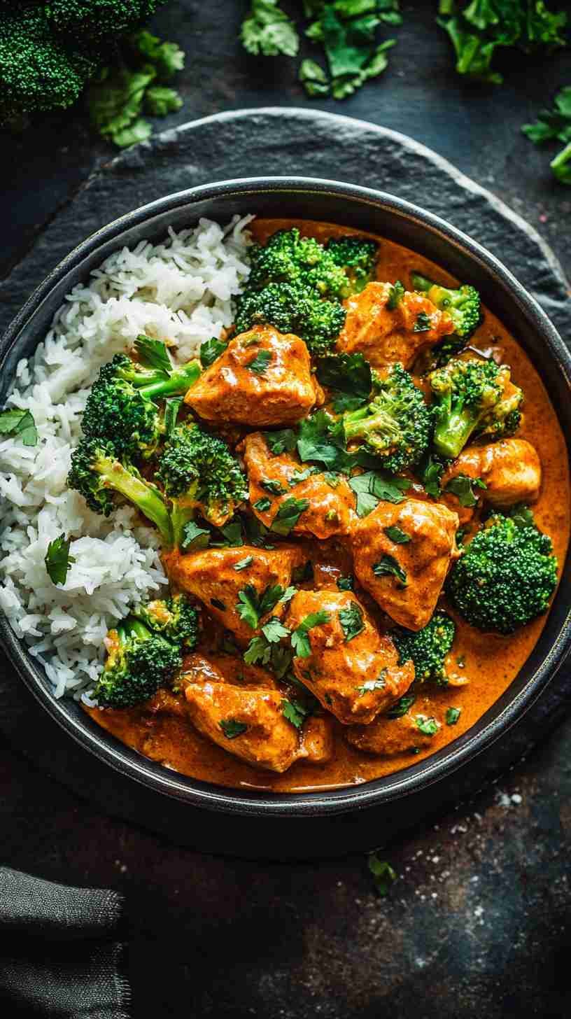 Coconut-Curry Chicken with Steamed Broccoli