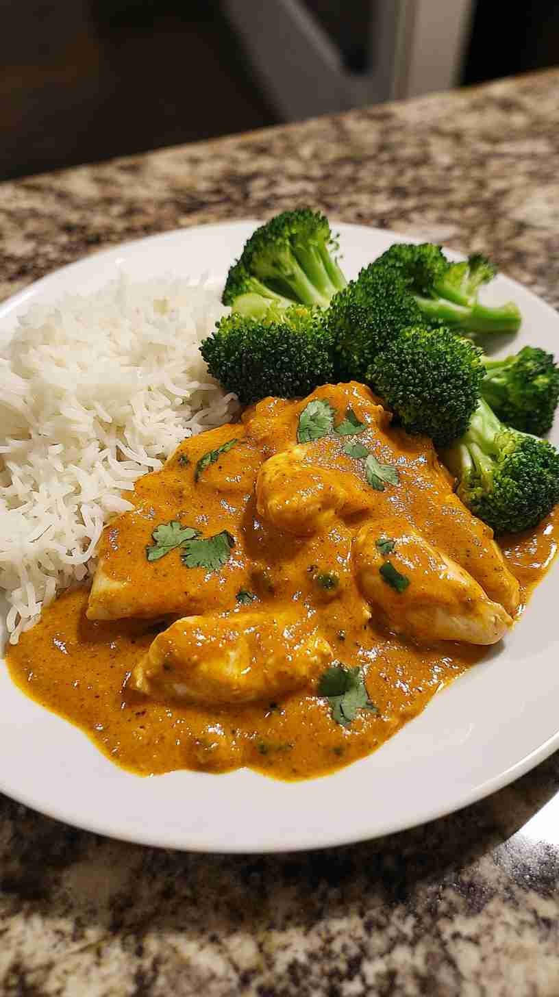 Coconut-Curry Chicken with Steamed Broccoli