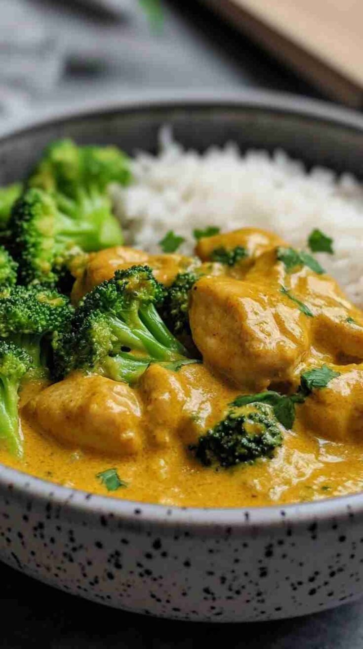 Coconut-Curry Chicken with Steamed Broccoli