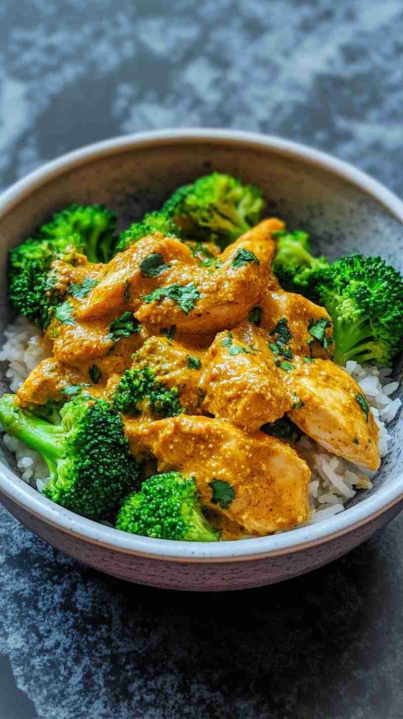 Coconut-Curry Chicken with Steamed Broccoli