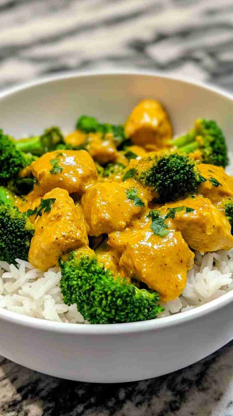 Coconut-Curry Chicken with Steamed Broccoli