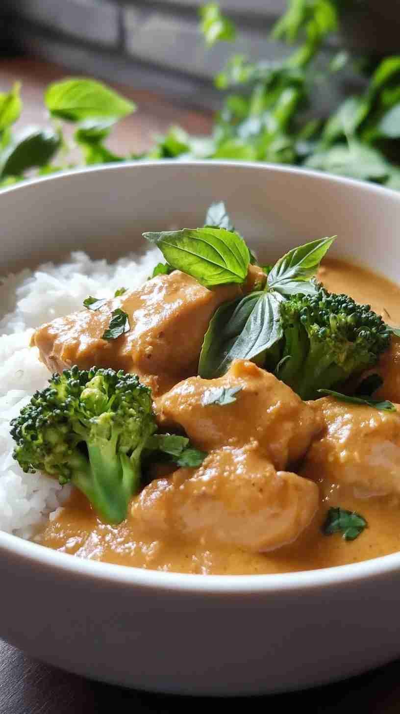 Coconut-Curry Chicken with Steamed Broccoli
