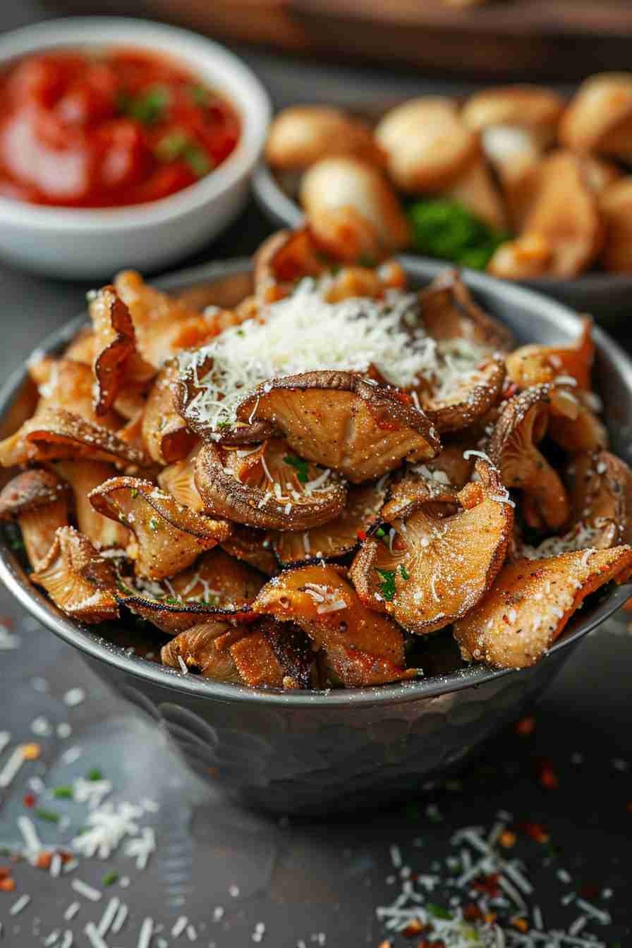 Crispy Fried Cap Mushrooms with Parmesan