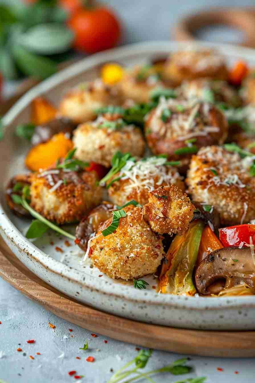 Crispy Fried Cap Mushrooms with Parmesan