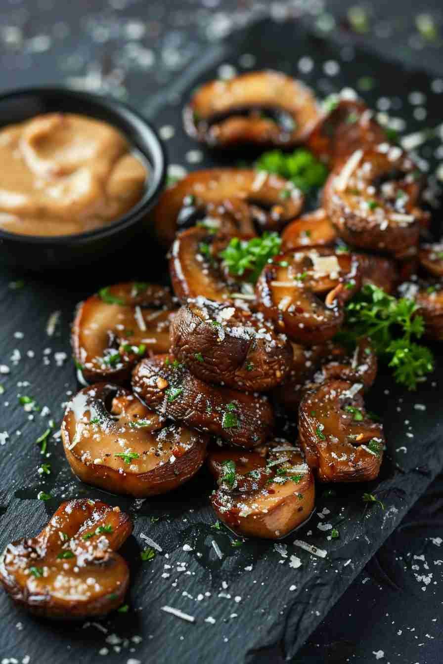 Crispy Fried Cap Mushrooms with Parmesan