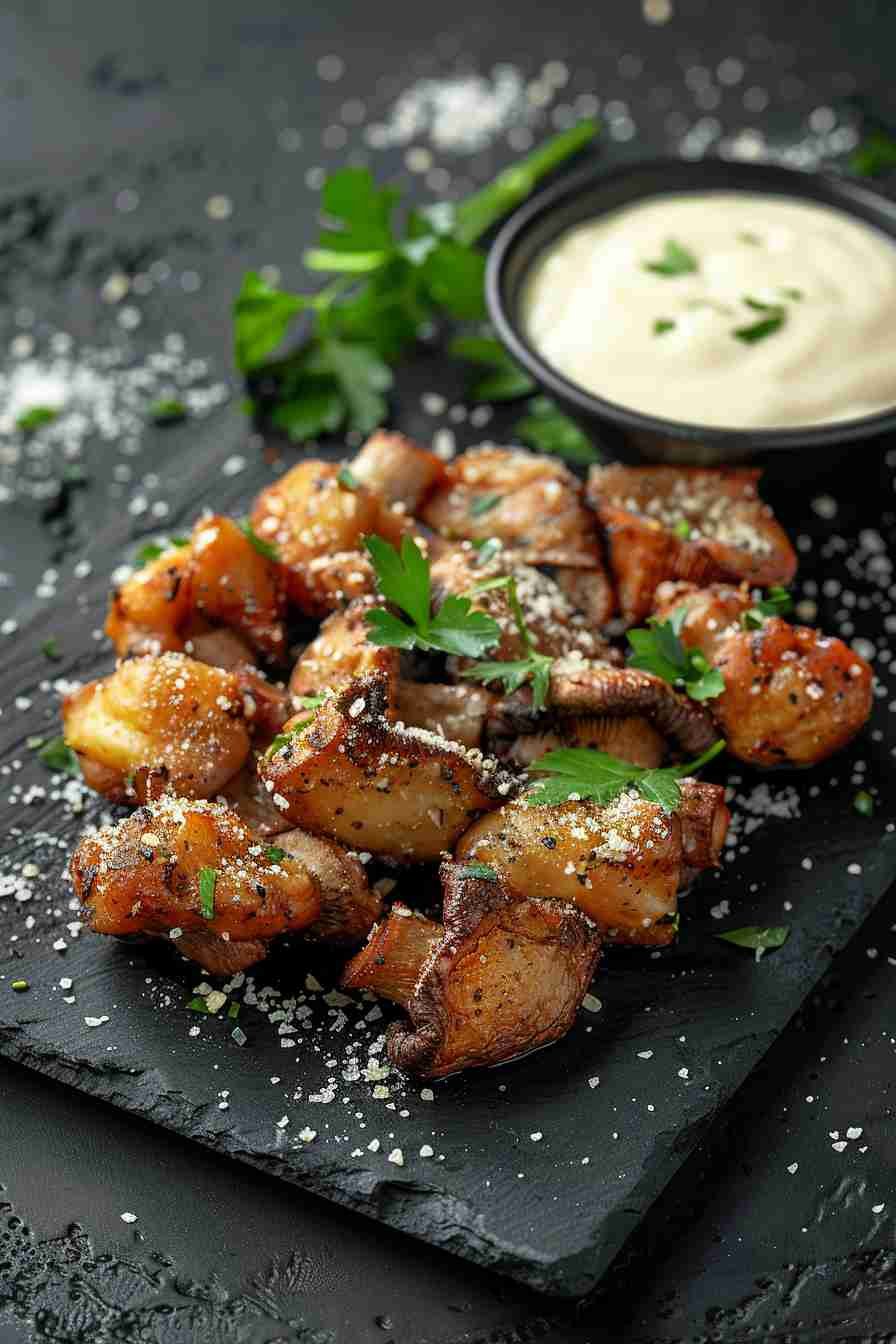 Crispy Fried Cap Mushrooms with Parmesan