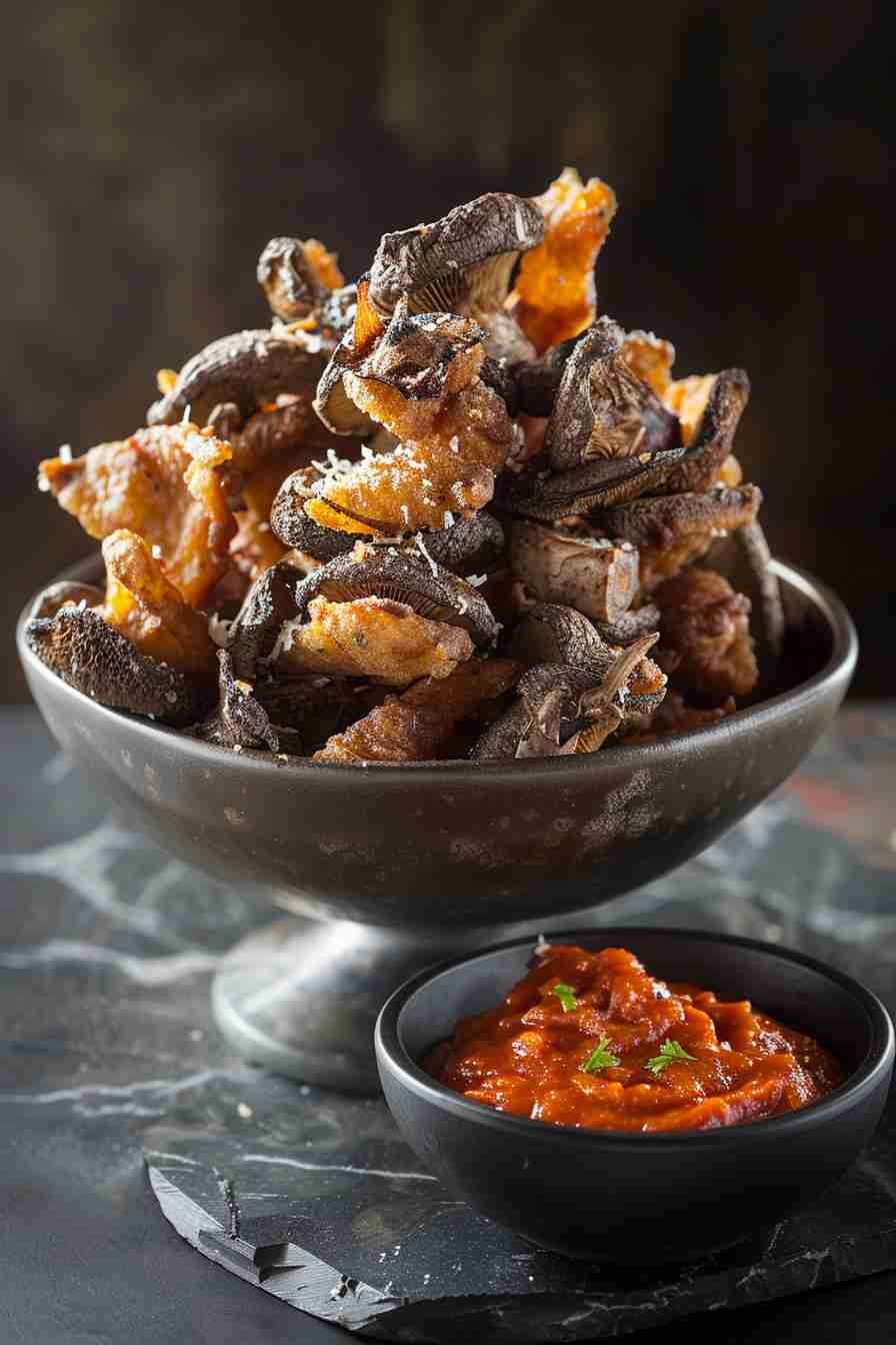 Crispy Fried Cap Mushrooms with Parmesan